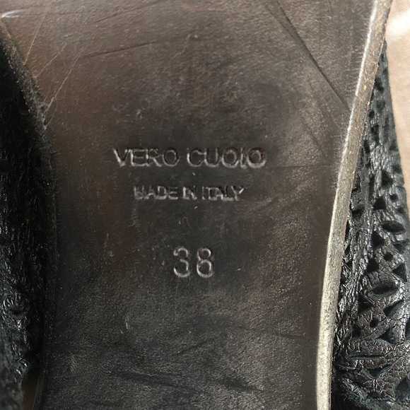 Real leather “vero cuoio” black open-toe heels - Picture 6 of 6